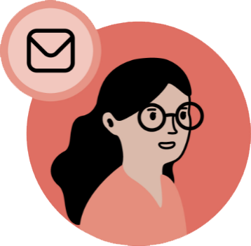 Mevrouw met een symbool voor email