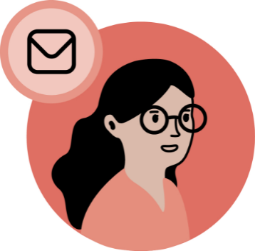 Een mevrouw met emailsymbool